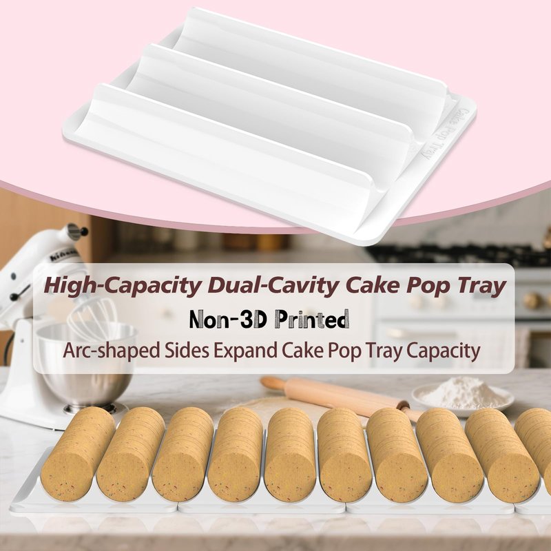 Cake Pop Cutter and Pusher with Tray - Circle Cake Pop Mold Set | Non-3D Printed | 1.75" Size | High-Capacity Dual-Cavity Cake Pop Tray | Smooth & Easy-Clean Surface (Cutter & Tray Set)