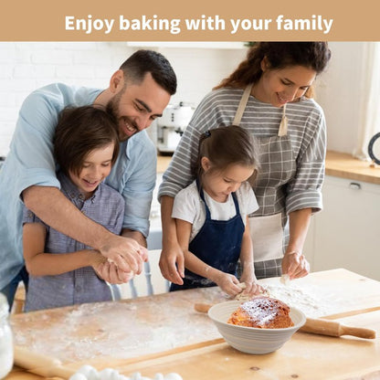 2Pcs Silicone Banneton Bread Proofing Baskets, 10" Oval & 9" Round Foldable Non-Stick Dough Proofing Bowl Containers-BPA Free, Optimum Sourdough Bread Baking Supplies(Beige)