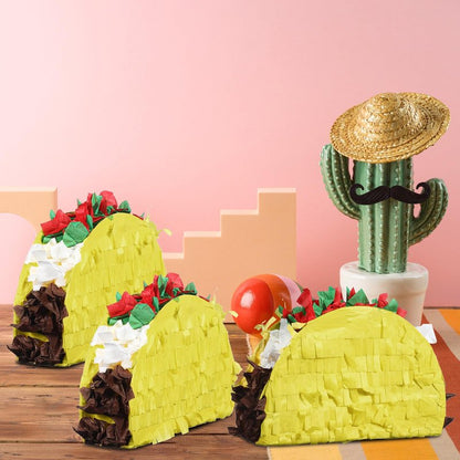 Harrycle 24 Pcs Mini Taco Piñatas for Cinco De Mayo Mexican Little Fiesta Taco Piñata Bulk for Mexican Carnivals Tuesday Event Party Favors, 5.9 x 3.9 x 1.6 Inches