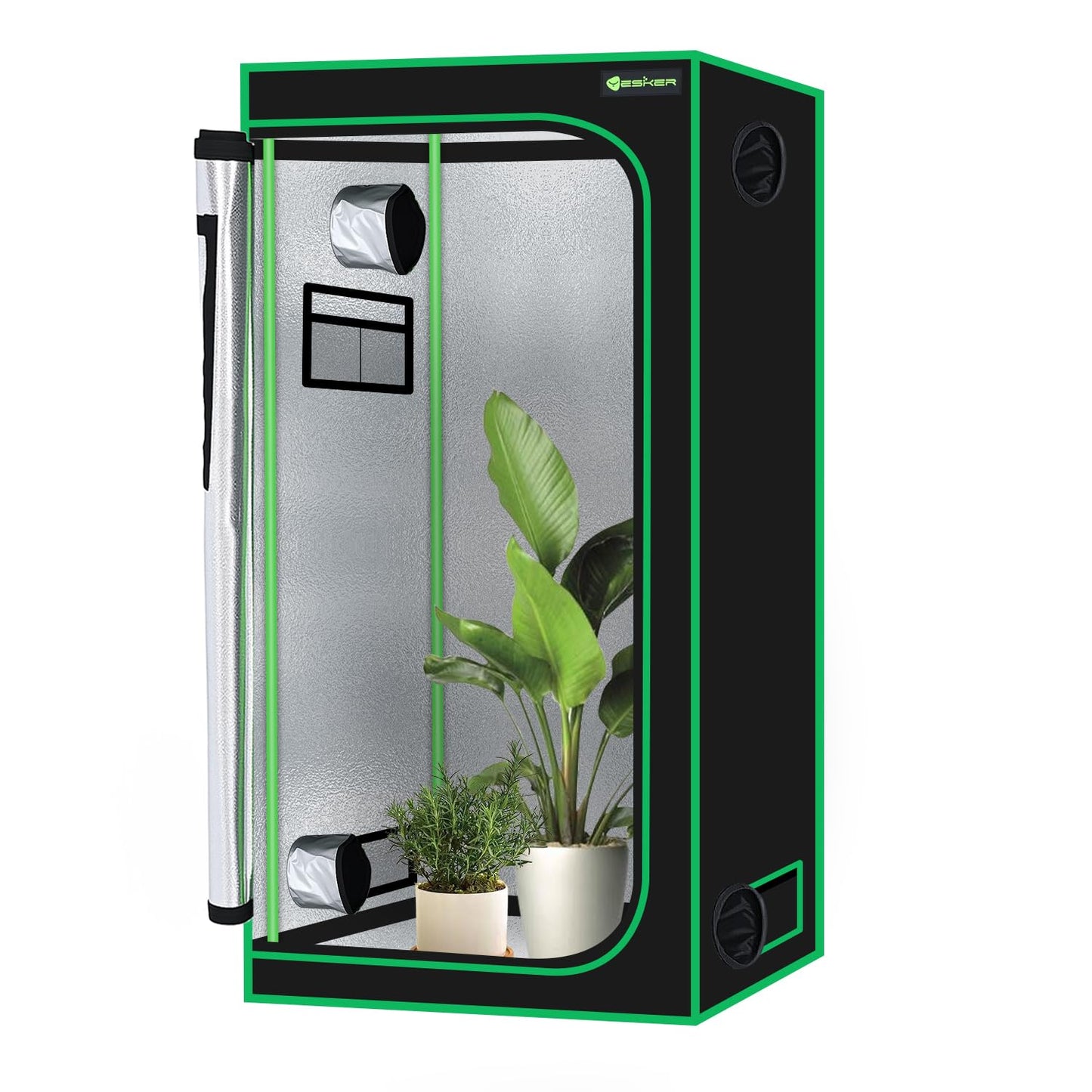 Yesker 3x3 Grow Tent 36"x36"x72" High Reflective Mylar Indoor Growing Tents 600D Oxford Cloth with Observation Window and Removable Floor Tray for Hydroponics Indoor Plants Fruit Flower Veg Growing