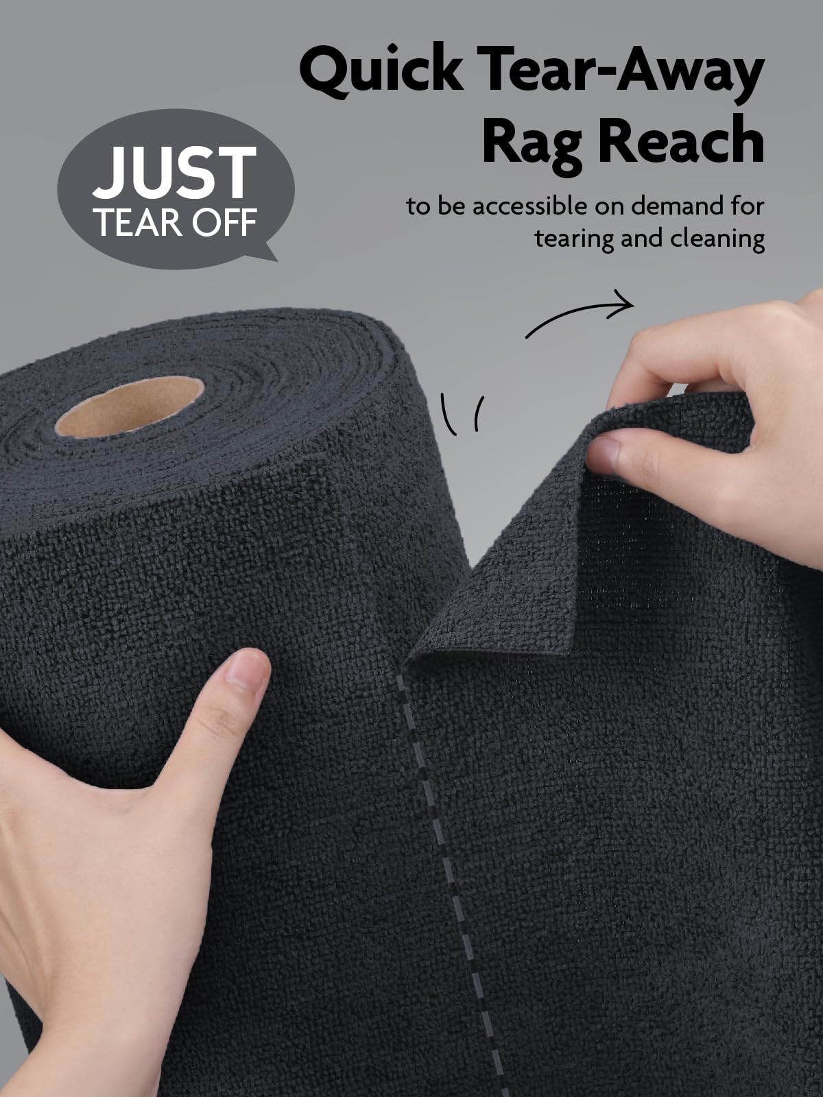 Fantasticlean Microfiber Cleaning Cloth Roll -150 Pack, Tear Away Microfiber Towels, 12" x 12", Reusable, Washable, Ultra Absorbent Dishcloth for Home Supplies, Car, Pet, Kitchen (2 Rolls of Grey)
