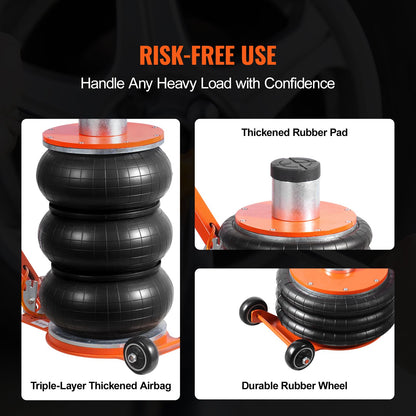 VEVOR Air Jack, 5 Ton/11000 lbs, 4-10 S Pneumatic Lifting Jack with Heightened Column & Adjustable Handle, Easy-to-Lift & Space-Saving Jack with Thick Rubber Pad, Fits for Sedan, SUV, Pickup Truck