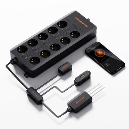 Spider Farmer GGS AC10 Power Strip Kits, 10 AC APP-Based Controls Outlets, 3 in 1 Soil Sensor, Temp Humid Light Sensor, for Indoor Grow Tent Plants Room