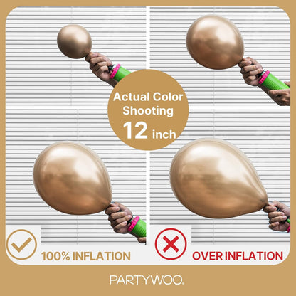 PartyWoo Metallic Gold Balloons - 128-Piece Chrome Gold Balloon Arch Kit for Celebrations | 18", 12", 10", 5" Sizes