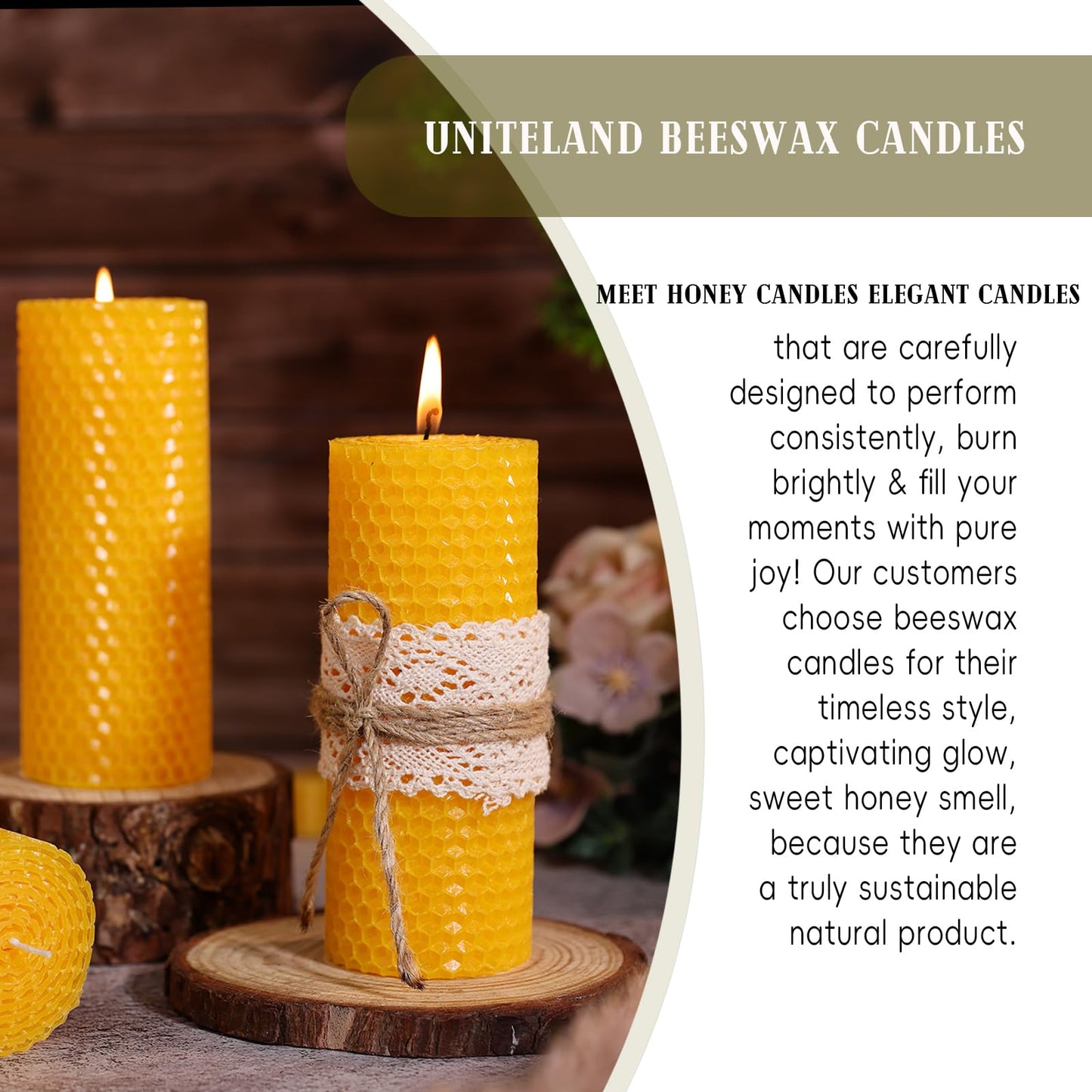 2 Pack Natural Beeswax Pillar Candles, 2x5in Pure Honeycomb Beeswax Candles Bulk, Unscented Bees Wax Candle for Home,Prayer,Dripless Smokeless Organic 100% Pillar Candles