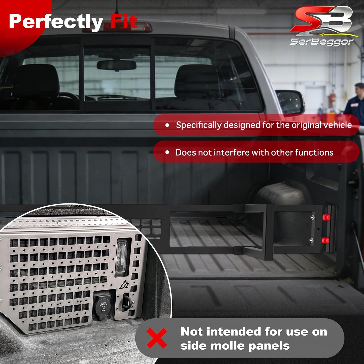 SerBeggor Truck Bed Divider, Cargo Organizer Panel Compatible with Ford F150 2015-2023, Aluminum Alloy Luggage Divider Cargo Manager