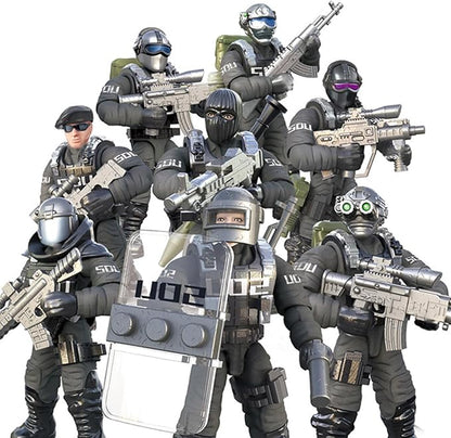 SWAT Model Equipment Assembly Building Block Toys8 PCS City Police Action Mini-Figures with Multiple Military Weapons AccessoriesParty Favors Set