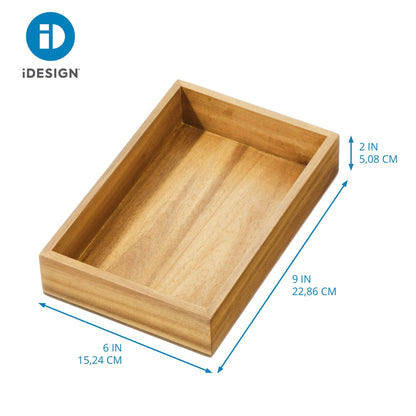 iDesign Acacia Wood Kitchen and Pantry Small Drawer Organizer Bin