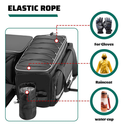 Leopauto ATV Storage Bag Set 65L Large ATV Bags Rear Rack Bag with Rain Cover Four Wheeler Cargo Rear Gear Seat Bag Accessories with Removable Cushion Compatible with Polaris Fourtrax Kawasaki