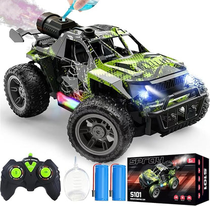 1:18 RC Monster Truck for Boys Kids 4-7-8-12 All-Terrain Off-Road Remote Control Car with LED Lights &amp Spray 40 Min Playtime 2.4GHz Fast Response Graffiti Jeep Toy Easter Gift RC Car for Kids
