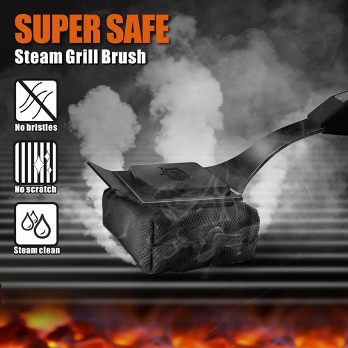 GRILLART Grill Brush - Bristle-Free Design with Replaceable Cleaning Head | Safe for Cast Iron & Stainless Steel Grates
