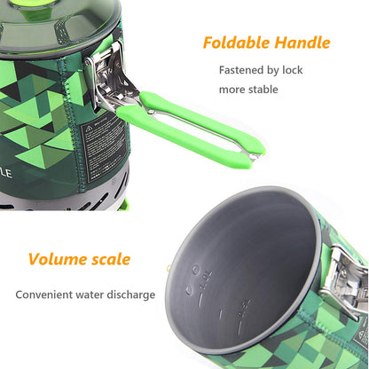 Fire-Maple Camping Backpacking Stove Camp Stove Backpacking Cooking Set 1L Camping Pot Fixed Star 2 Cooking System (Green)