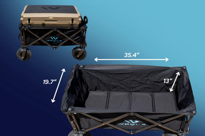 WAQUE Folding Utility Wagon Cart, Tires for Sand Heavy, Duty Beach Garden Cart with Sand Wheels (Black)