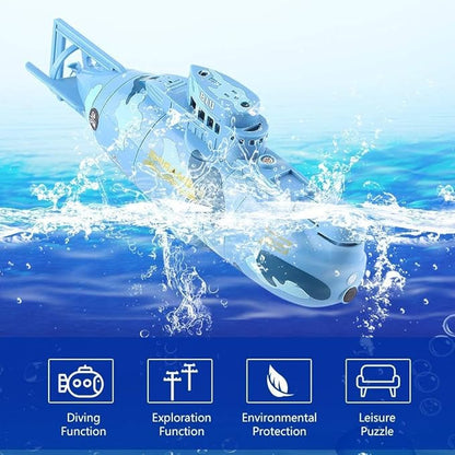 Mini RC Boat Toy Remote Control Tourist Submarine Underwater Electric Fish Tank Diving Child's Birthday Present(Blue)