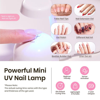 Beetles Tipex Instant Apex Nail Tips Kit, Coffin Long 224Pcs 16 Sizes Pre-Building & Pre-Etched Thicker Acrylic Nails False Nail Extension with Tipex Nail Glue Mini Nail Lamp