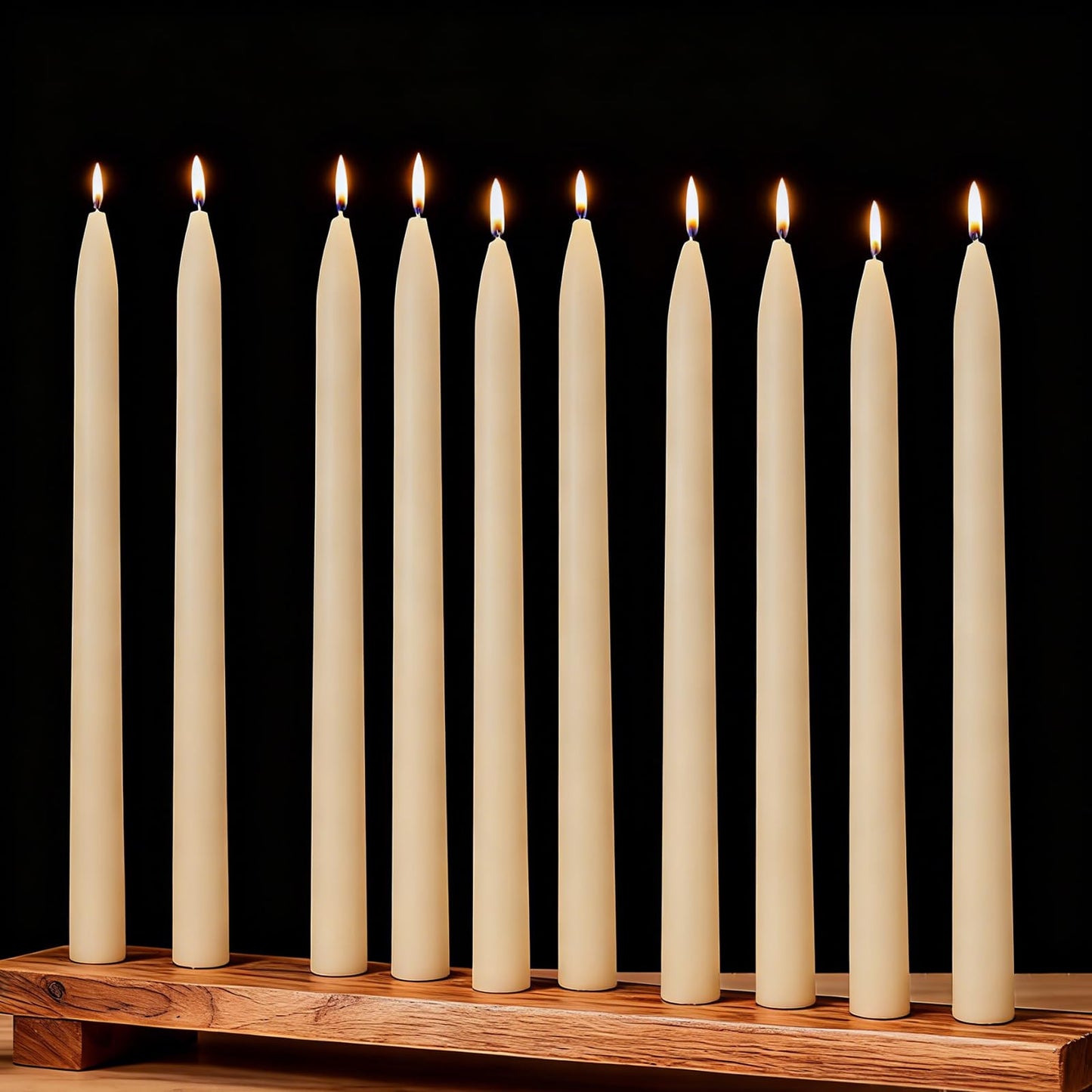 AGLARY 10 Pack White Pure Beeswax Taper Candles 10-Inch, Unscented with Cotton Wicks - Air Purifying, Recyclable Paper Box.