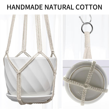 IDEEEPAN Macrame Plant Hanger, Fits 4-13 Inch Pots, Boho Hanging Plant Holder for Indoor Outdoor, 35 Inch, Set of 3, White (No Flowerpot)