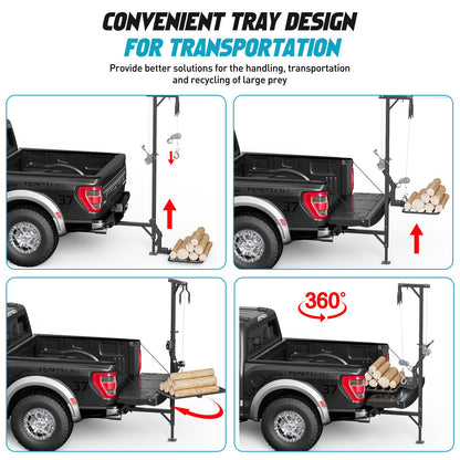 Truck Hitch Game Hunting Hoist - CROSSHIP Mounted Lifting System & Hitch Game Hoist - Easy 10-Minute Installation - 360 Degree Rotation, Detachable 3in1 (2025 Upgrade)