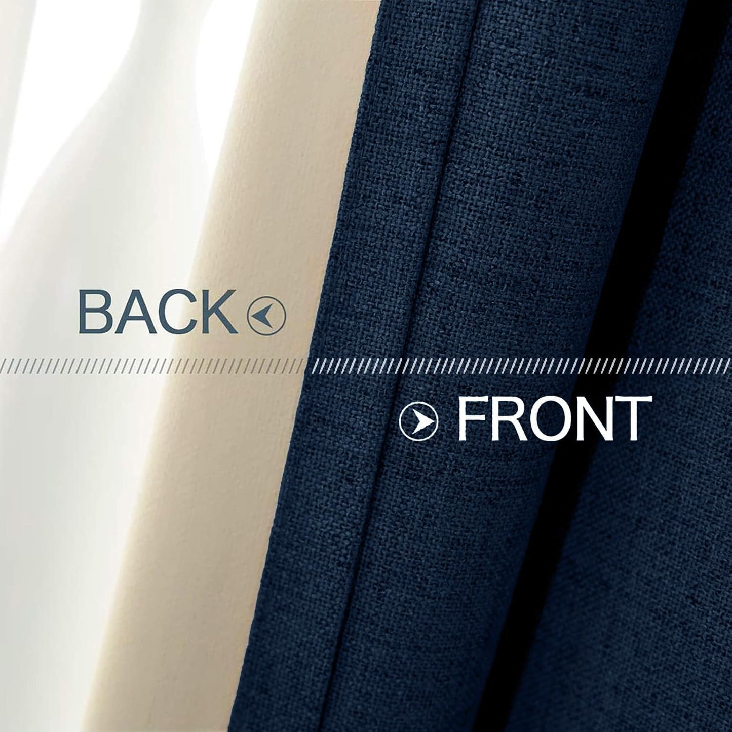 MIULEE Blackout Curtains - 100% Thermal Insulated Linen Textured Drapes | Midnight Blue, 52 x 45 Inch (2 Panels)