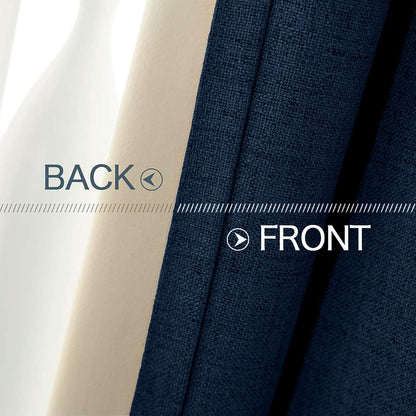 MIULEE Blackout Curtains - 100% Thermal Insulated Linen Textured Drapes | Midnight Blue, 52 x 45 Inch (2 Panels)