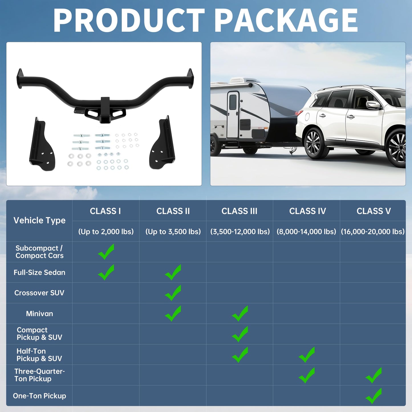 ECOTRIC Class 4 Trailer Hitch, 2 Inch Receiver Compatible with 2013 Infiniti JX35 2014-2020 Infiniti QX60 2013-2020 Nissan Pathfinder Trailer Tow Hitch Replace for 76031