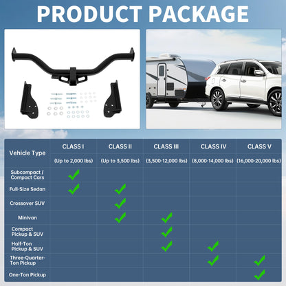 ECOTRIC Class 4 Trailer Hitch, 2 Inch Receiver Compatible with 2013 Infiniti JX35 2014-2020 Infiniti QX60 2013-2020 Nissan Pathfinder Trailer Tow Hitch Replace for 76031