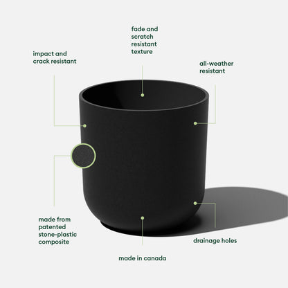 Veradek Round Black Plastic Planter Pots for Indoor/Outdoor Garden Use, with Drainage Holes, Suitable for Small to Large Succulent Plants, Flowers, Modern Interior Plants