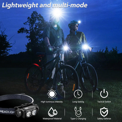Bud K 12pack Headlamp Rechargeable, 5000L Super Bright Light LED Rechargeable Headlight, 3 Modes, Detachable Flashlight & Waterproof Head Lamp for Adult, Running, Outdoor, Emergency, Hard Hat Light