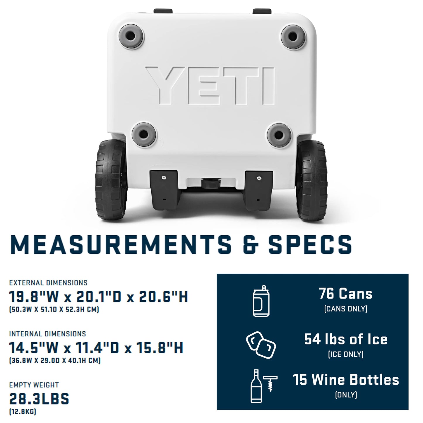 YETI Roadie 48 Wheeled Cooler with Retractable Periscope Handle, White