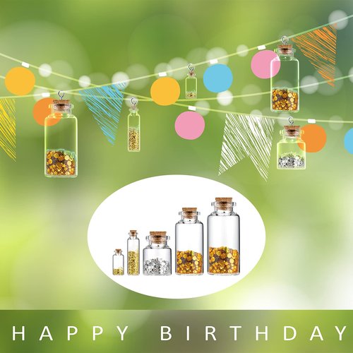 Geiserailie 45 Pcs Mini Glass Bottles with Cork Stoppers Spell Jar Mini Glass Vials Potion Bottles Clear Wishing Jars with 50 Eye Screws 3 Funnels for Party Favors DIY Art Crafts Decoration(Medium)