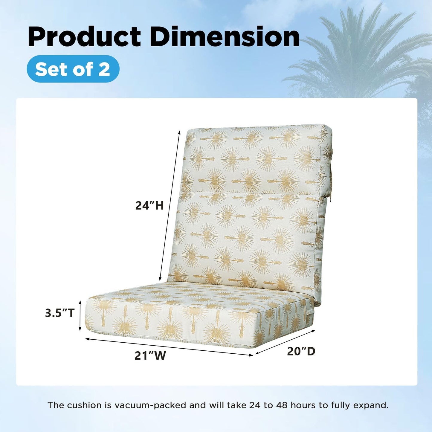 Supflourishia Outdoor Patio Chair Cushions 44x21x3.5 inch, Set of 2 Thicken Comfy Cushions for Rocker Non Slip Fade Shield Water Repellent High Back with Ties, Radiant Floral Brocade