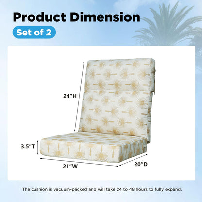 Supflourishia Outdoor Patio Chair Cushions 44x21x3.5 inch, Set of 2 Thicken Comfy Cushions for Rocker Non Slip Fade Shield Water Repellent High Back with Ties, Radiant Floral Brocade