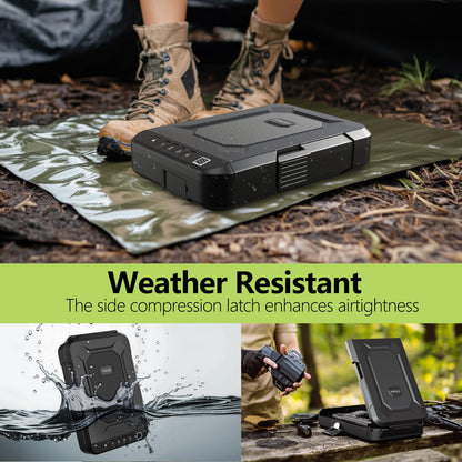 FITSAFE Biometric Handgun Safe - Secure Waterproof Car Small Pistol Case with Fingerprint Lock & Backlit Keypad, TSA Approved Portable Travel Gun Safe, Anti-Theft Compact Design for Home & Outdoor Use
