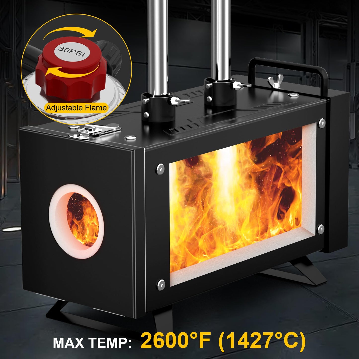 MMasters Propane Forge Kit, Dual Burners, 2600℉ Gas Forge for Blacksmithing and Metal Forging, Portable Steel Forge with Openable Door - 2 Burner