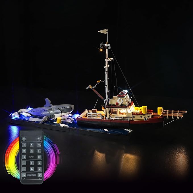 Upgraded Led Light Kit Compatible with Lego Ideas Jaws Building Set RC Version Compatible with Lego 21350 (Model Not Included)