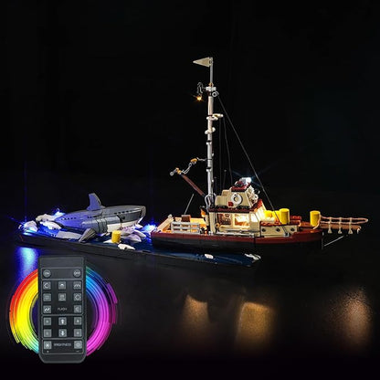 Upgraded Led Light Kit Compatible with Lego Ideas Jaws Building Set RC Version Compatible with Lego 21350 (Model Not Included)