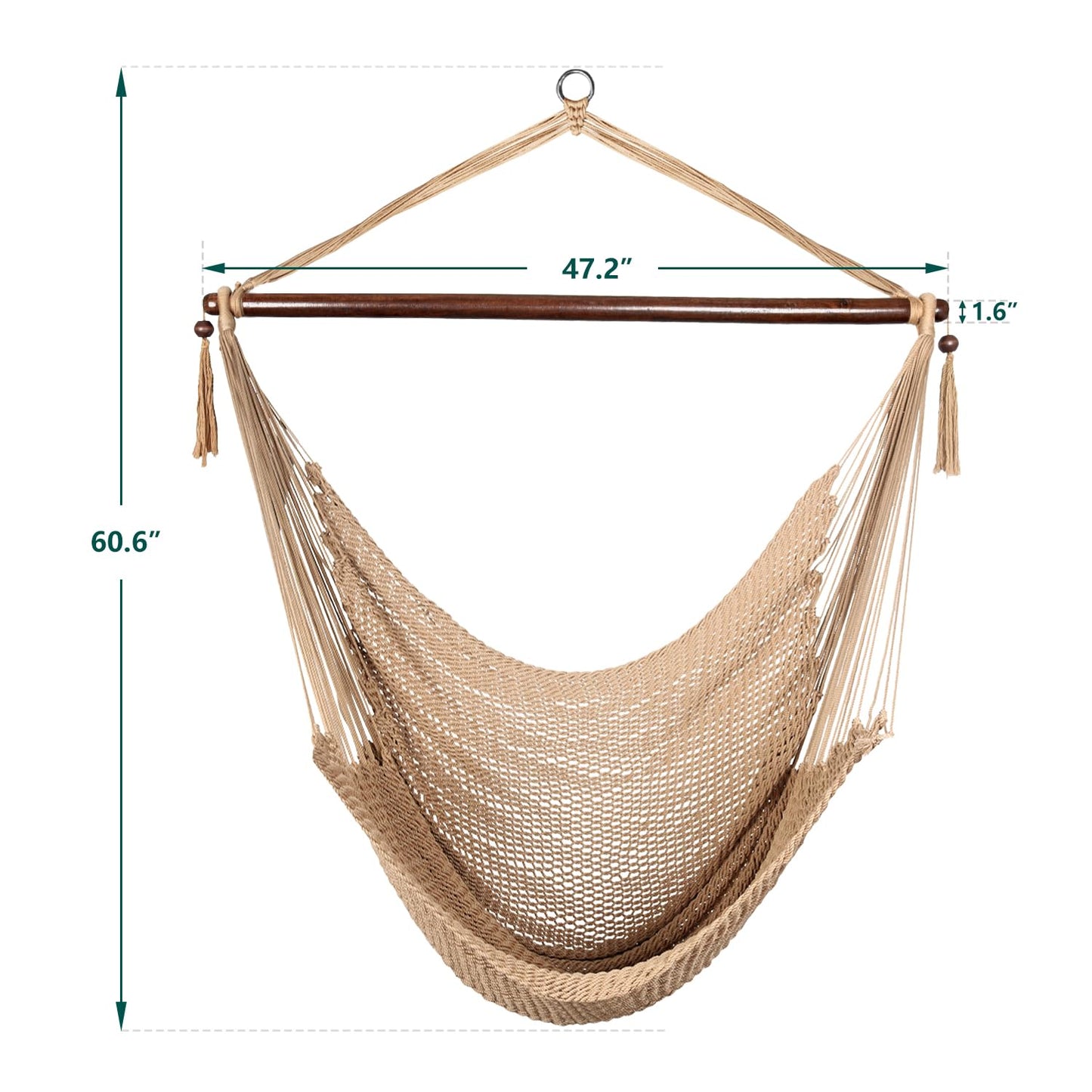 Bathonly Large Hammock Chair with Spreader Bar, Caribbean Hammock Swing Chair with Stand, XL Hammock Chair Outdoor Indoor, 330 LBS Weight Capacity