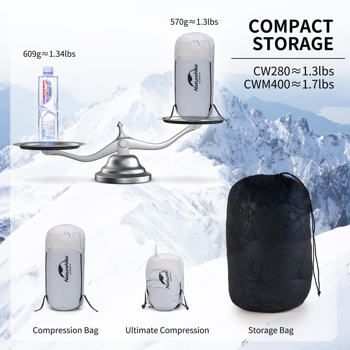 Naturehike Ultralight Backpacking RDS Down Sleeping Bag for Adults, 650 Fill Power Sleeping Bag for 42/52℉, 20oz Compact Lightweight Sleeping Bags for Hiking Camping 3 Seasons