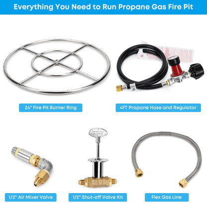 Stanbroil LP Propane Gas Fire Pit Stainless Steel Burner Ring Installation Kit, 24-inch