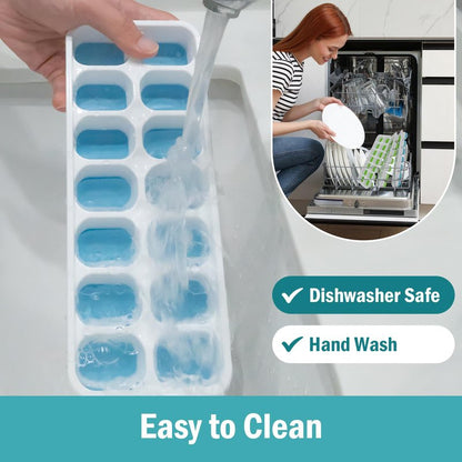 3 Pack Ice Cube Trays with Lids, Flexible Silicone Bottom for Easy Release, Stackable & Space-Saving Ice Molds, 1.2" Cubes Color-Coded (2 Green 1 Blue) for Juice, Coffee & Cocktails, BPA Free