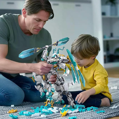 Mech Building Sets 2 in 1 Transforming Dragon Warrior Building Toys for Adult and Kids Age 8 9 10 11 12 Compatible with Lego Mech Set 731 PCS