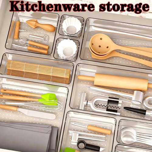 ChefktCove 25-Piece Clear Plastic Drawer Organizer Set, 4-Size Versatile Storage Bins & Trays | Non-Slip Bathroom, Vanity, Kitchen, Office & Bedroom Drawer Organizers for Makeup, Jewelry, Utensils & M