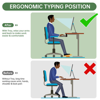 UPGRAVITY Extra Large Keyboard Tray Under Desk - Slide Out with Sturdy C-Clip Mount System, 31.5" (35.8" Including Clamps) x 11.8" Put-Out Keyboard Tray Computer Drawer for Ergonomic Typing, White