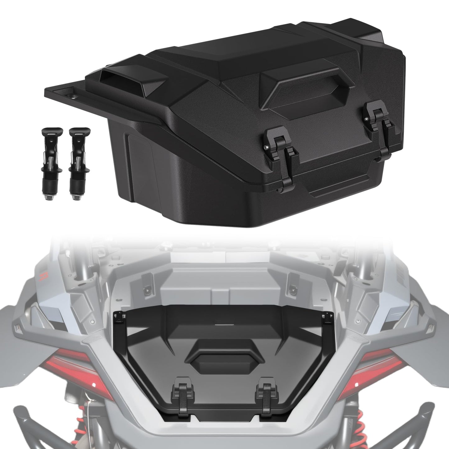 XATVXUTV 36QT UTV Rear Cargo Box for Polaris RZR Pro R, Water Resistant Dust Free Rear Bed Tool Storage Box with 2 Lockable Latches for Polaris RZR Pro R 4 2022-2025 Accessories, Replace OEM #2884236