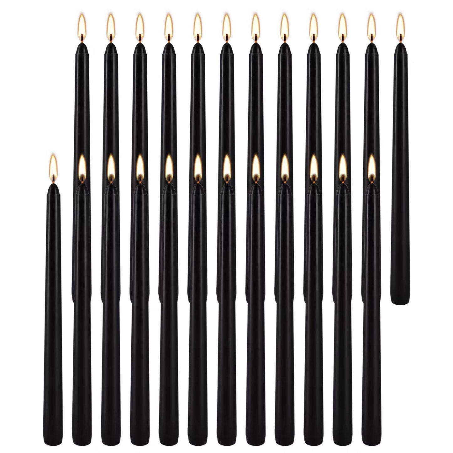 YOROXRG 24 Pack Black Taper Candles, 7-8 Hours Burn Time, Unscented, Smokeless and Dripless, 0.75 x 10 Inch Dinner Candle Set for Halloween, Household, Wedding, Party and Home Décor Candlesticks