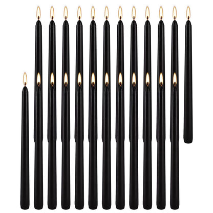 YOROXRG 24 Pack Black Taper Candles, 7-8 Hours Burn Time, Unscented, Smokeless and Dripless, 0.75 x 10 Inch Dinner Candle Set for Halloween, Household, Wedding, Party and Home Décor Candlesticks