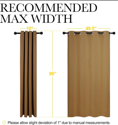 NICETOWN Blackout Curtains - Noise Reducing & Draft Blocking | 96-Inch Length, Gold Brown (2 Panels)