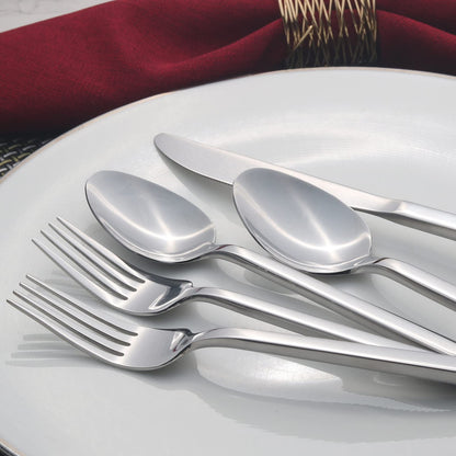 Alata Cube 60-Piece Forged Stainless Steel Flatware Set Cutlery Set, Silverware Set Service for 12, Mirror Finish, Dishwasher Safe