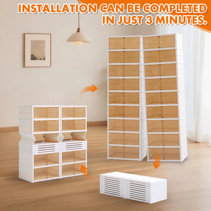 LAFORMO Collapsible Shoe Rack Organizer Foldable Shoe Cabinet with Doors, Large Plastic Folding Shoe Cabinet, Easy Assembly Shoe Shelves Organizer for Entryway (9Tiers,2Groups,36Pairs)
