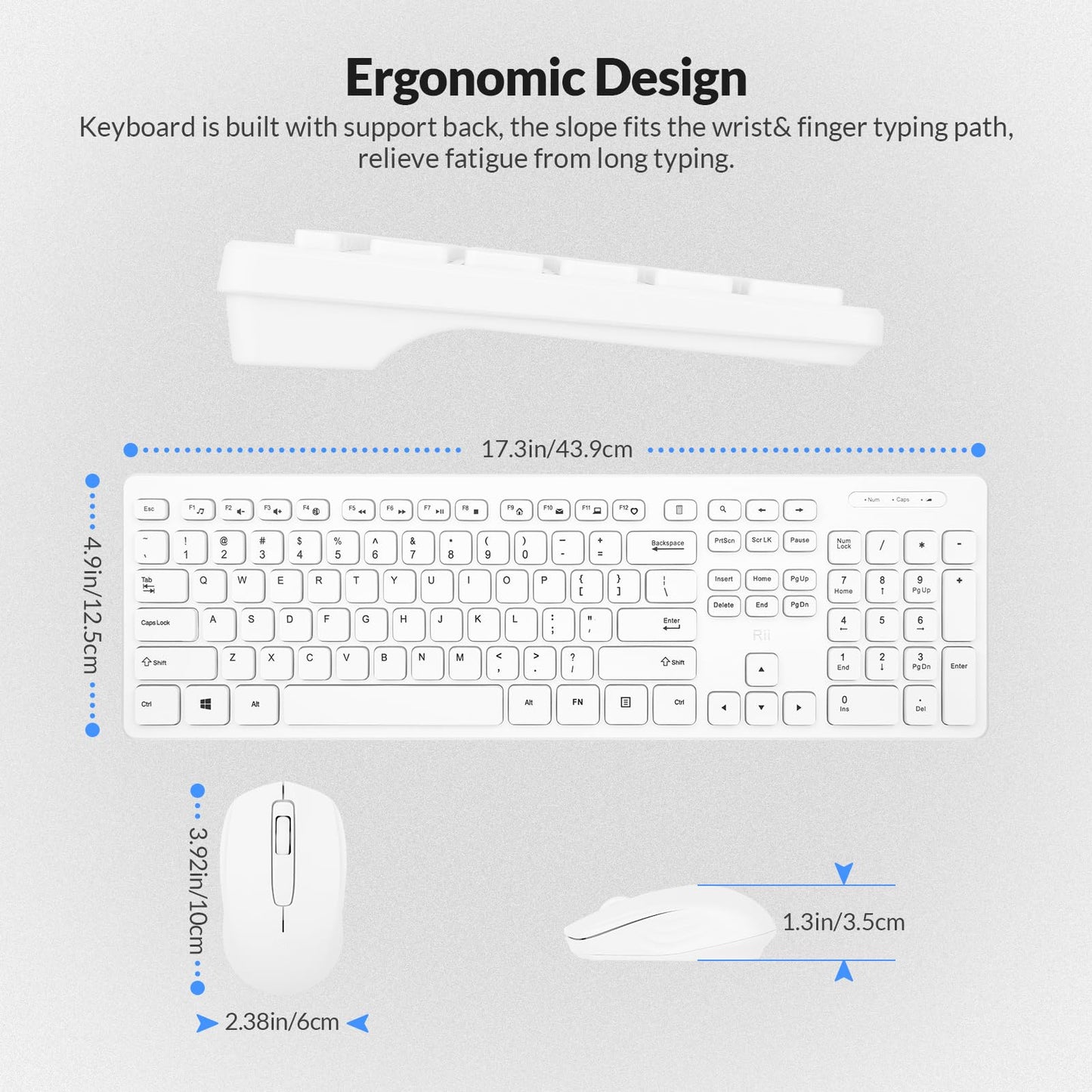 Wireless Keyboard and Mouse Combo - Rii Standard Office PC Keyboard and Optical Wireless Mice (Black)